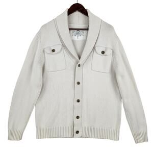 Guess Men’s Light Beige 100% Cotton Cardigan SZ LG Pockets